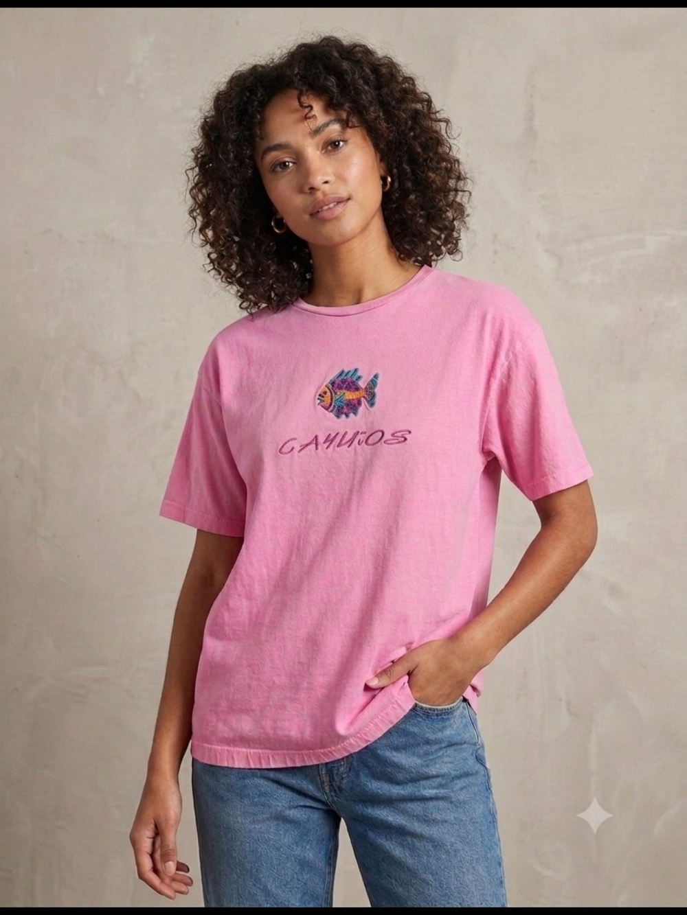 Vintage Anvil Cayucos California Graphic Fish Tee Pink XL